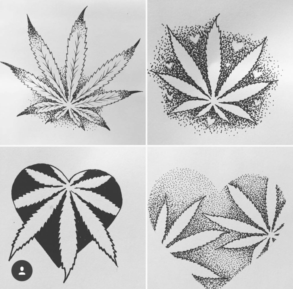 tatuagens de folha de maconha