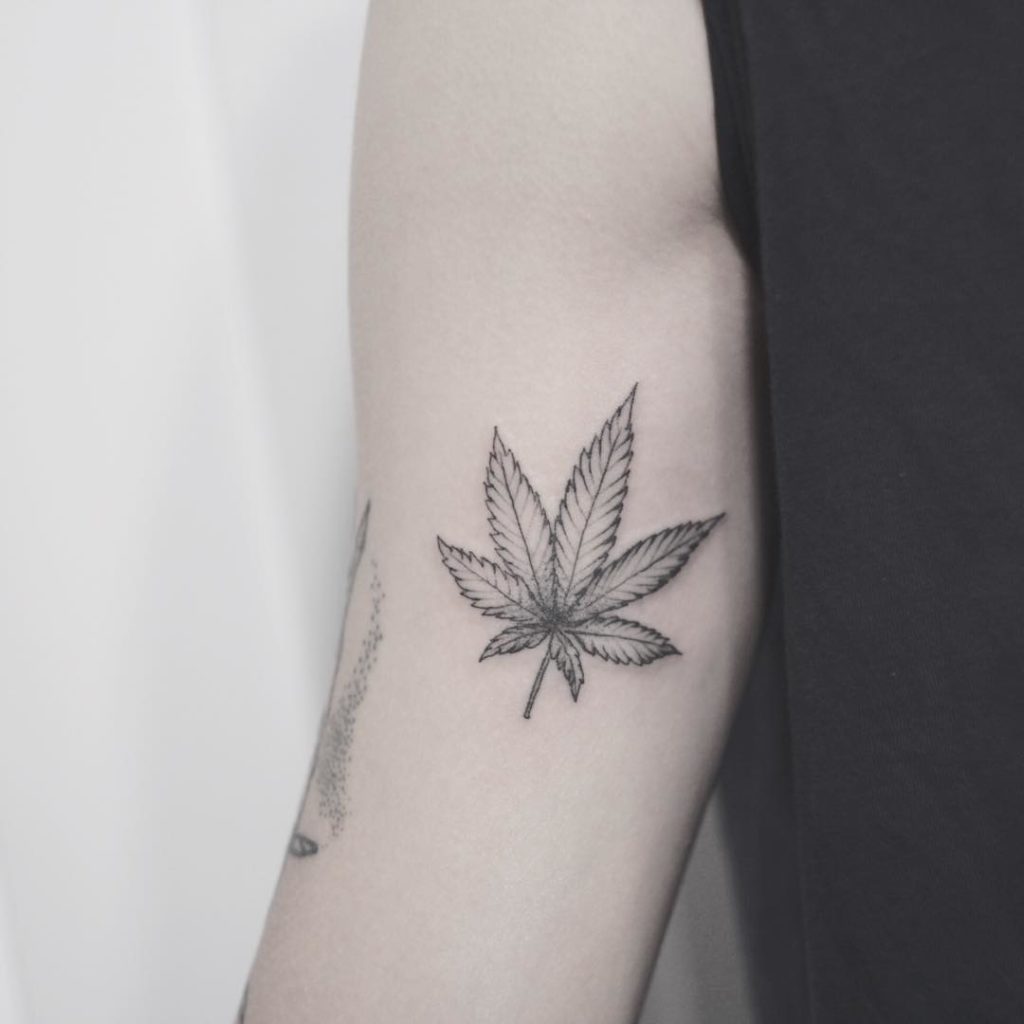 tatuagem de folha de maconha